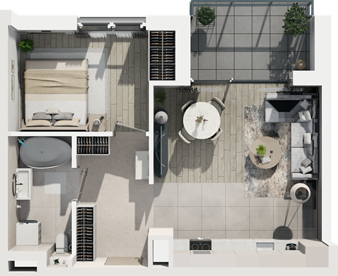 Plan 2 pok. 43m²