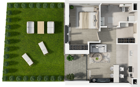 Plan 2 pok. 43m²