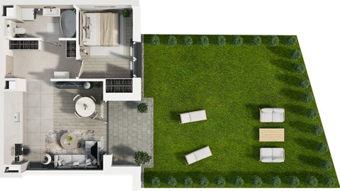 Plan 2 pok. 43m²