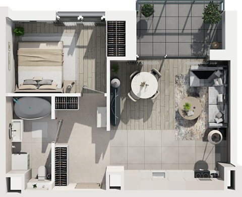 Plan 2 pok. 43m²