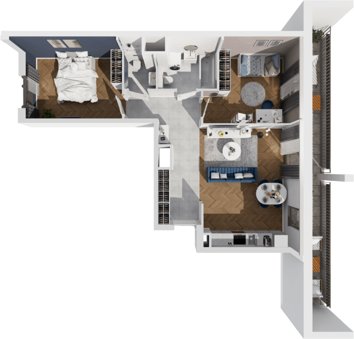 Plan 3 pok. 64m²