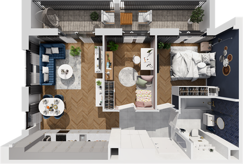 Plan 3 pok. 56m²