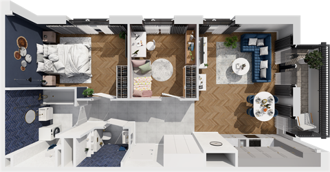 Plan 3 pok. 65m²