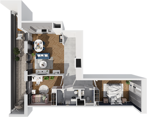 Plan 3 pok. 64m²