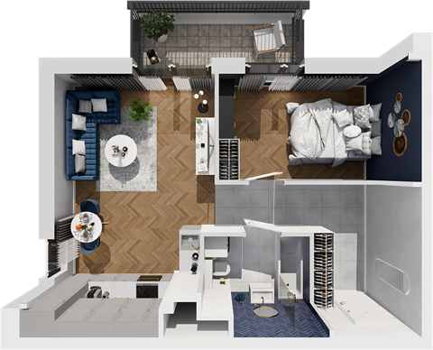 Plan 2 pok. 45m²