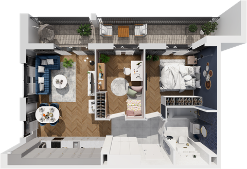 Plan 3 pok. 56m²