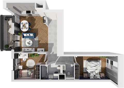 Plan 3 pok. 64m²