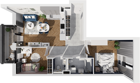 Plan 3 pok. 64m²