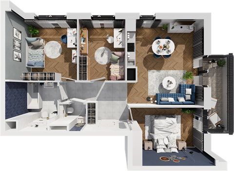 Plan 4 pok. 74m²