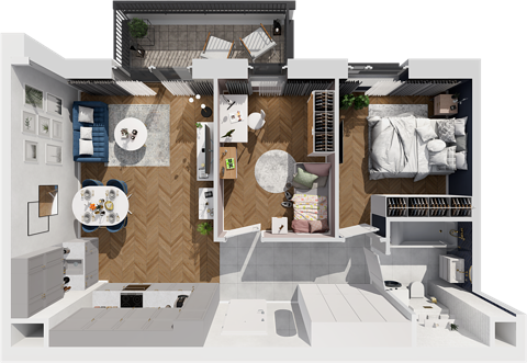 Plan 3 pok. 55m²