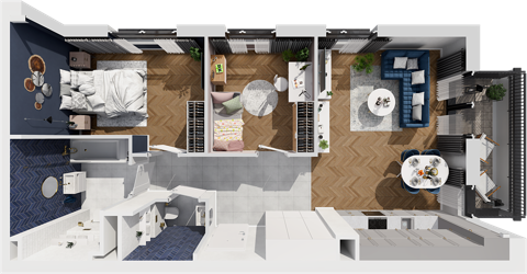 Plan 3 pok. 65m²