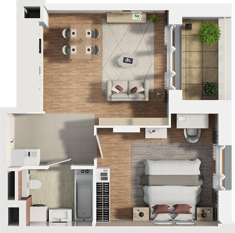 Plan 2 pok. 48m²