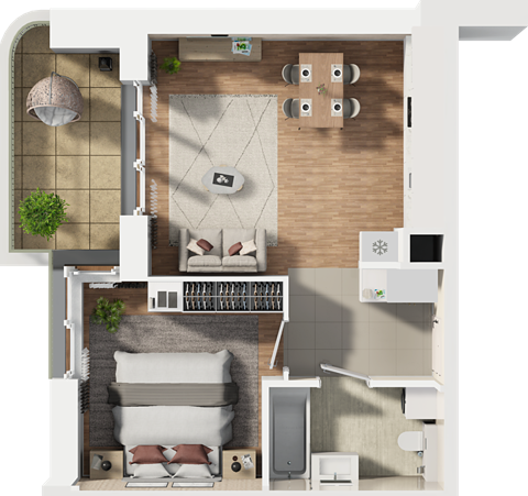 Plan 2 pok. 44m²
