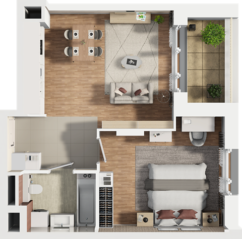 Plan 2 pok. 48m²