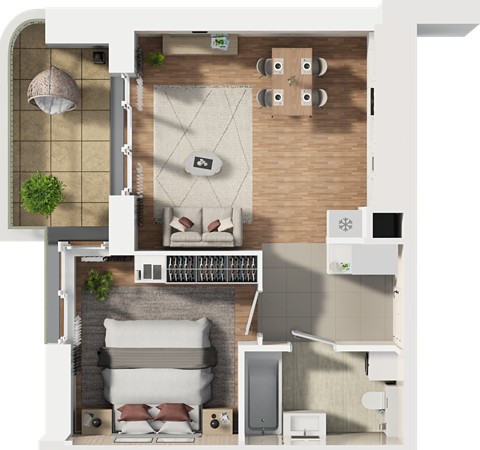 Plan 2 pok. 44m²