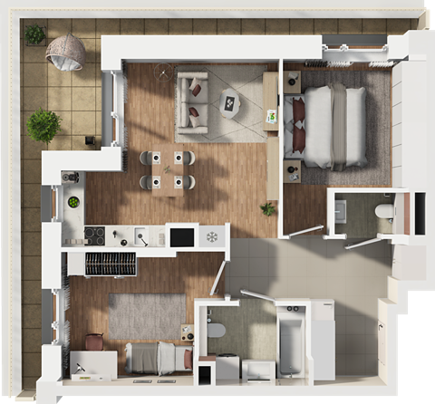 Plan 3 pok. 61m²