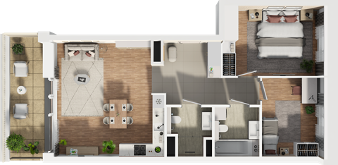 Plan 3 pok. 68m²