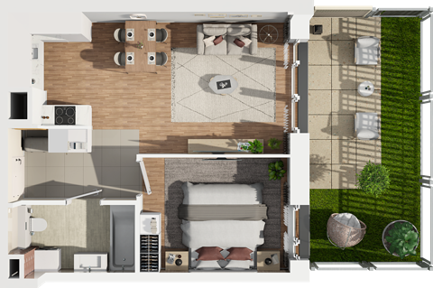 Plan 2 pok. 44m²