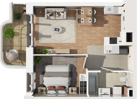 Plan 2 pok. 43m²