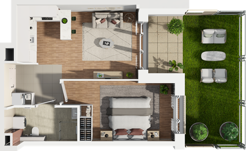 Plan 2 pok. 44m²