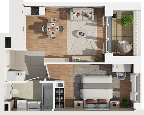 Plan 2 pok. 44m²