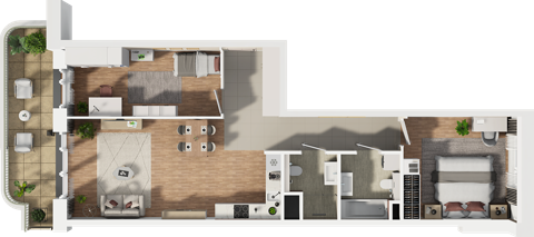 Plan 3 pok. 75m²