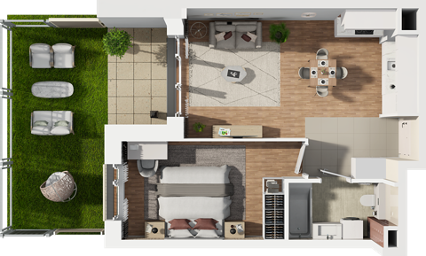 Plan 2 pok. 46m²