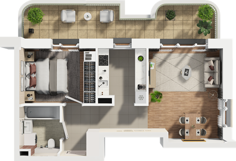 Plan 2 pok. 45m²