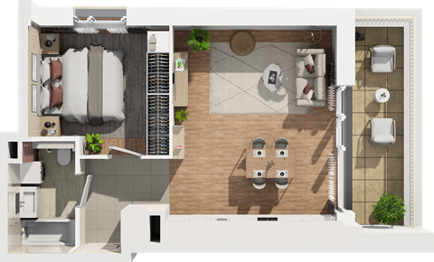 Plan 2 pok. 46m²