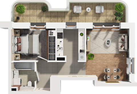 Plan 2 pok. 45m²