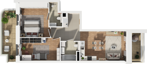 Plan 3 pok. 65m²