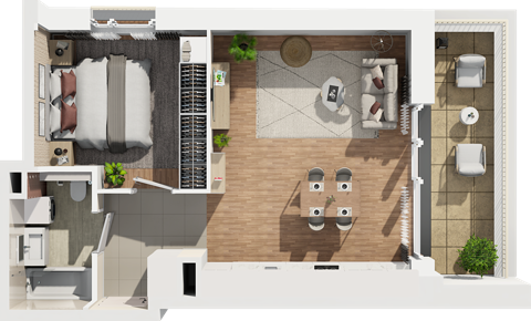 Plan 2 pok. 46m²