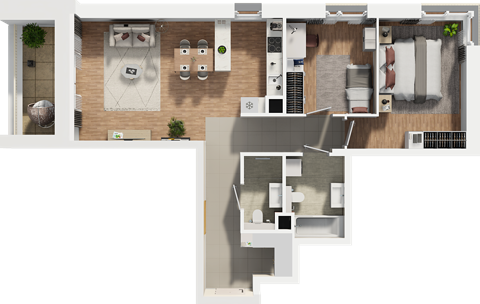 Plan 3 pok. 75m²