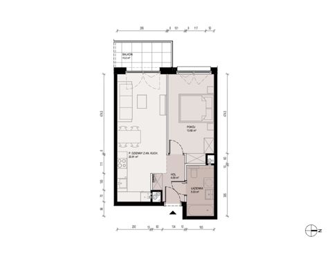 Plan 2 pok. 44m²