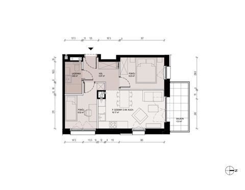 Plan 3 pok. 43m²