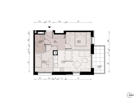 Plan 3 pok. 43m²