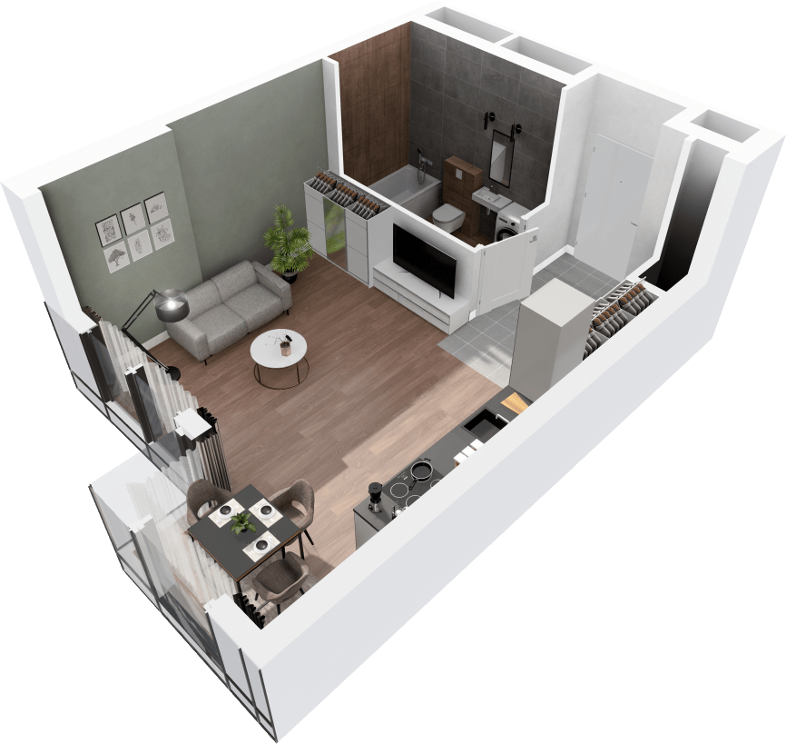 Plan 1 pok. 32m²