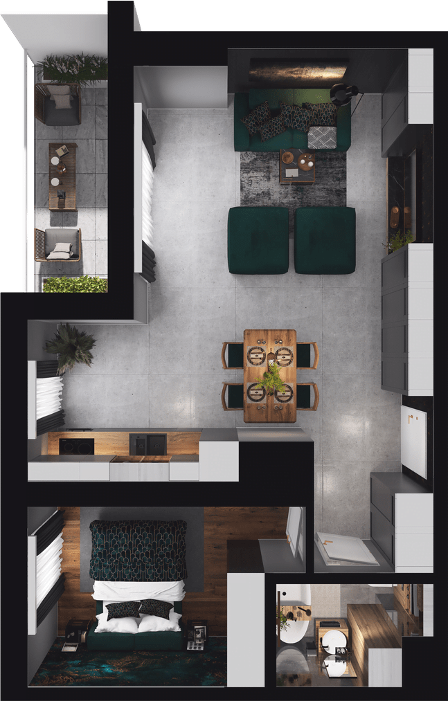 Plan 2 pok. 48m²
