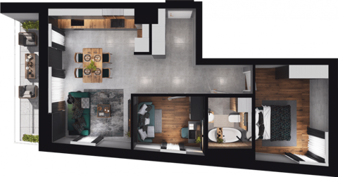 Plan 3 pok. 55m²