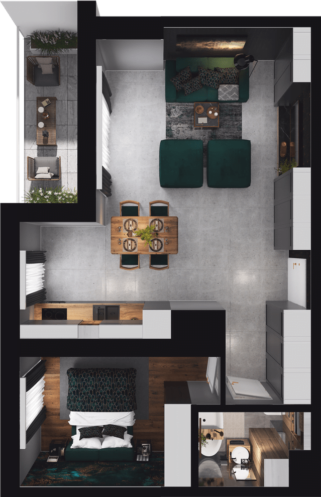 Plan 2 pok. 48m²