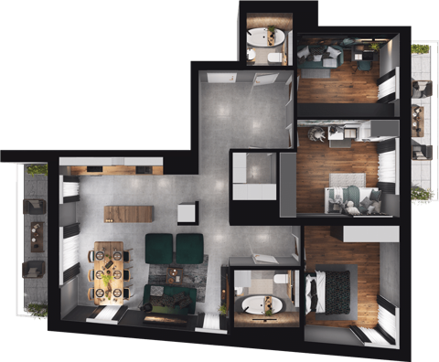 Plan 4 pok. 92m²