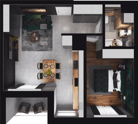 Plan 2 pok. 46m²