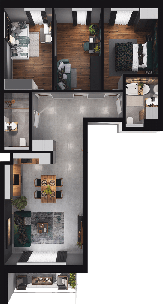 Plan 4 pok. 74m²