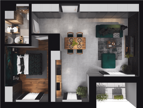 Plan 2 pok. 46m²
