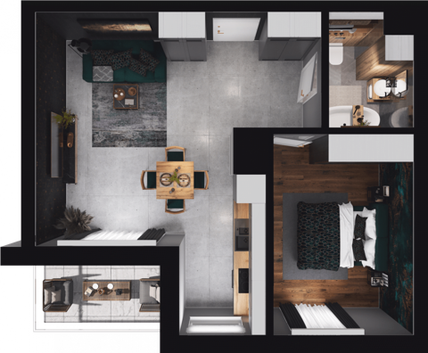 Plan 2 pok. 44m²