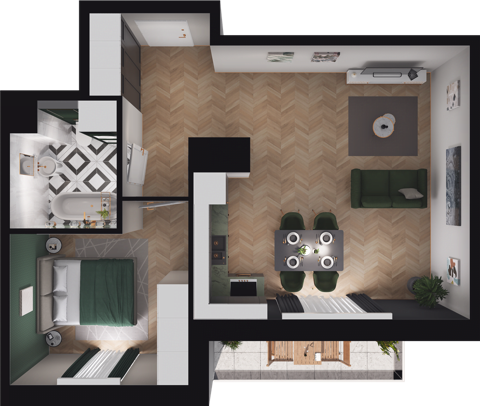 Plan 2 pok. 44m²