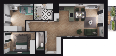 Plan 3 pok. 55m²