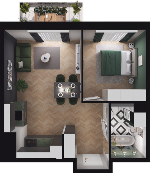 Plan 2 pok. 43m²
