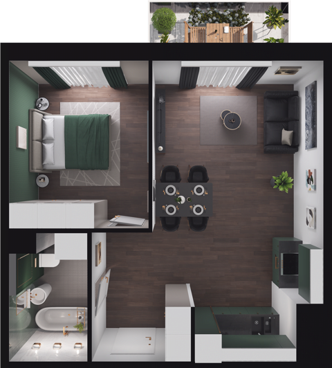 Plan 2 pok. 45m²