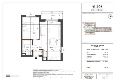 Plan 2 pok. 45m²